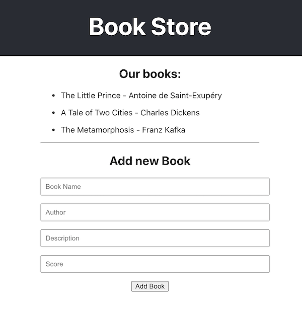 Book Store list and add book