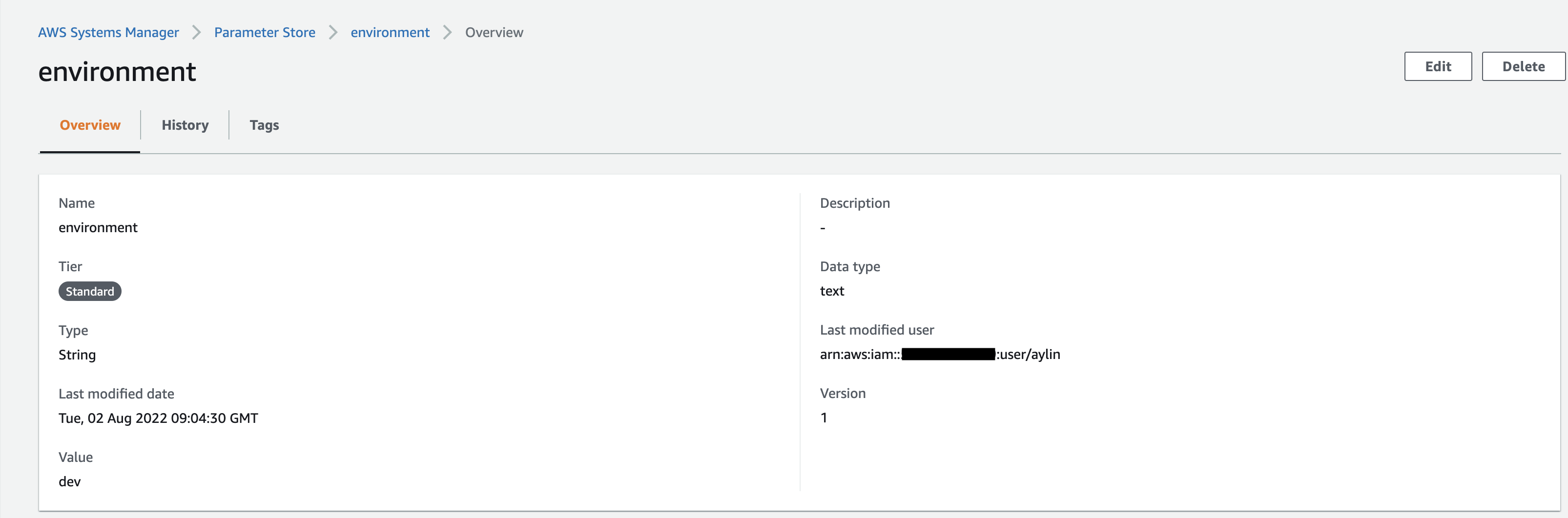 AWS Parameter Detail Image