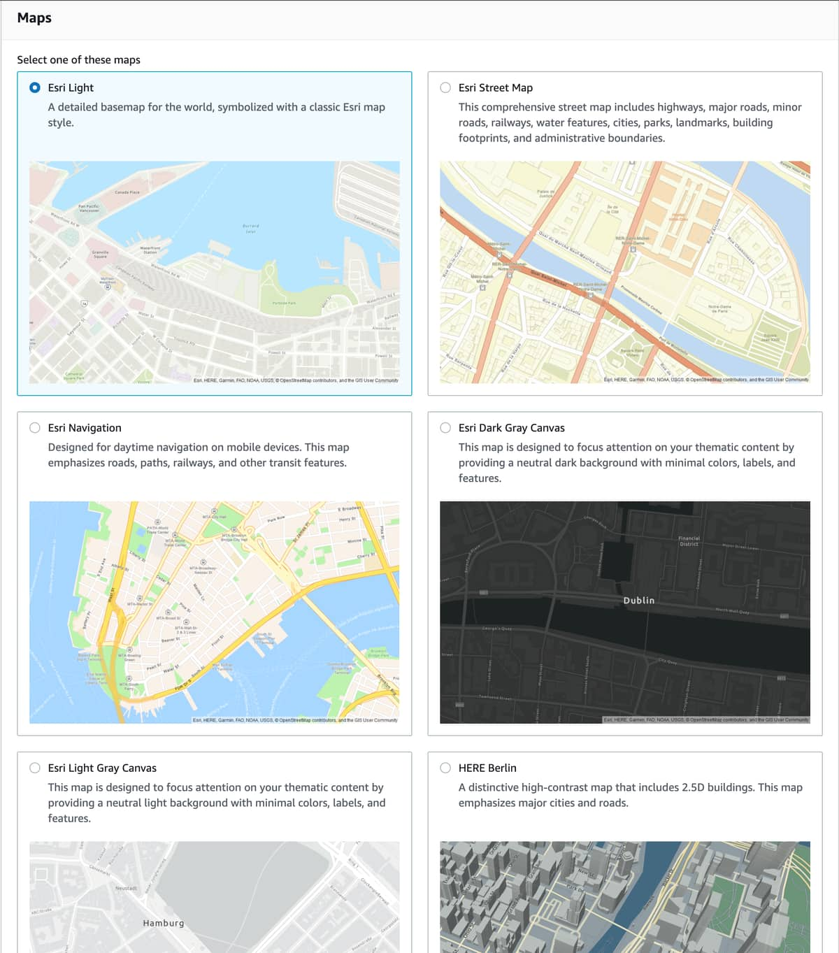 Console Location Service Map options