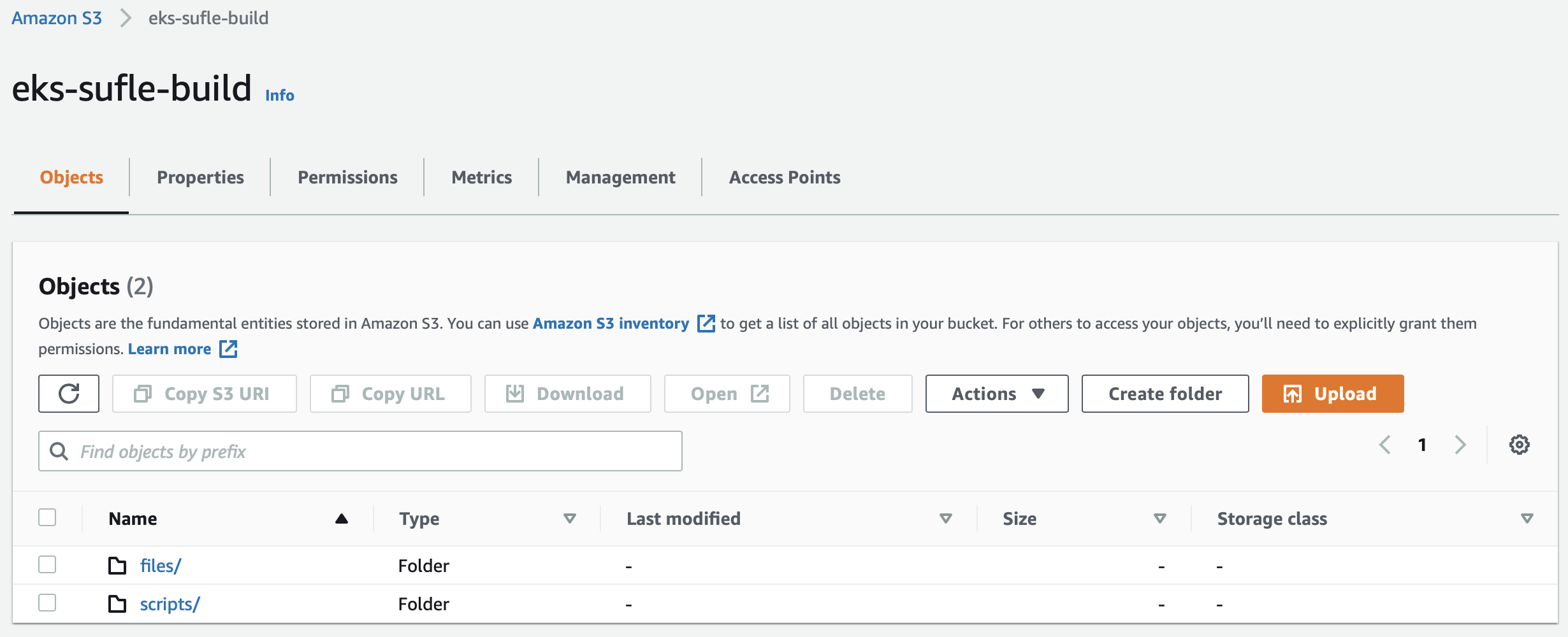 AWS S3 Console EKS Build