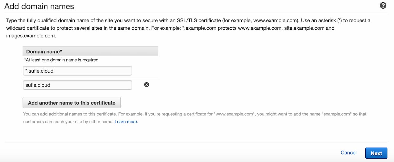 Provision SSL Certificate in ACM