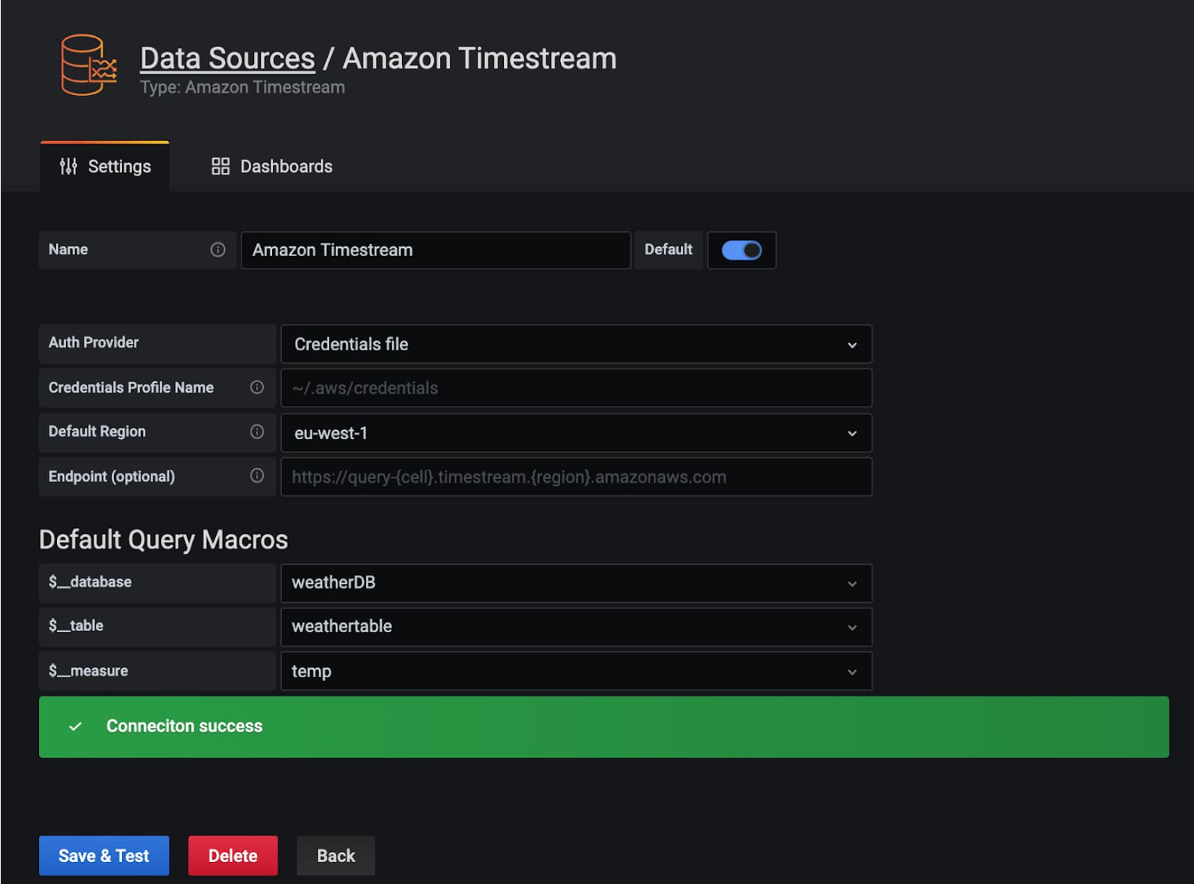 Add data sorces to Grafana